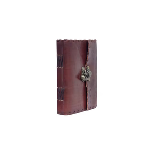 Journal en cuir marron |   Carnet vintage fait main avec serrure métallique, journal pour écrire, carnet de croquis de voyage, cadeaux rustiques pour hommes et femmes - Product Image 3