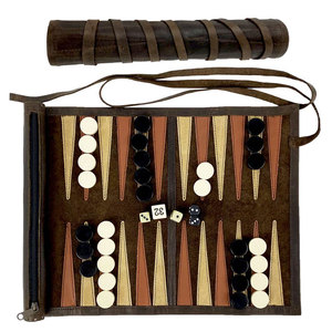 Leather <b>Backgammon</b> Roll-Up Board Game <b>Set</b> Foldable for Travel and Outdoor Use - Product Image 6