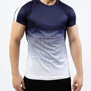 T-shirt décontracté pour homme en coton 100% bleu marine uni à col rond, coupe classique, manches courtes, séchage rapide, respirant, tricoté - Product Image 3