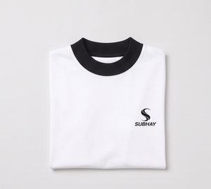 เสื้อยืดคอกลมชายสีขาวแต่งขอบสีดำ |   เสื้อเชิ้ตพรีเมียมผ้าฝ้าย 100% 240 GSM SUBHAY รุ่นซัมเมอร์ ทรงโอเวอร์ไซส์ หนานุ่ม - Product Image 5