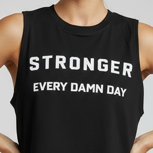Womens Graphic Crop Tank <b>Top</b> <b>Black</b> Cotton Sleeveless Muscle Vest Apparel Manufacturer - Product Image 3