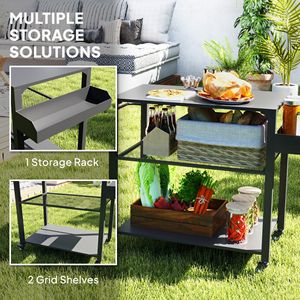 Carrello per barbecue da esterno a 3 livelli con ripiani portaoggetti e tavolo mobile per forno pizza con maniglia laterale - Categoria prodotti: Cappotti da donna - Product Image 5