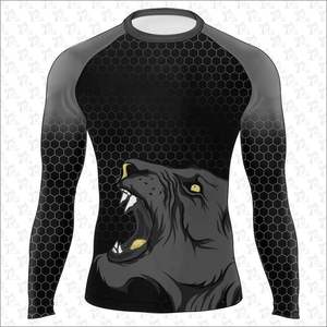 Custom <b>Black</b> Rash Guard for Men Quick Dry & Breathable with Long Sleeves BJJ <b>Compression</b> Sublimation Printing - Product Image 5