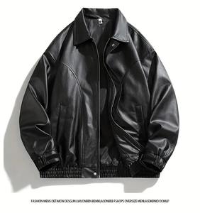 เสื้อแจ็คเก็ตหนังแท้บุ PU สำหรับผู้ชาย - Product Image 5