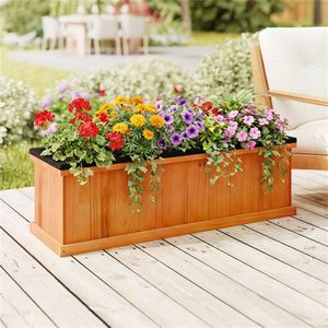 Fioriera in Pino con Fondo Staccabile 40 x 12,5 x 12 Pollici, Vaso Protettivo da Giardino per Erbe, Fiori e Verdure - Product Image 6