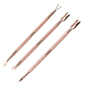 Kit de Manucure Professionnel 3 Pièces en Acier Inoxydable Rose Doré pour Soin des Ongles, Repousse-cuticules et Dissolvant de Gel – Marque Privée - Product Image 1
