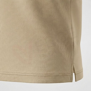 Polo en piqué 100% coton beige à manches courtes pour homme, décontracté, respirant, coupe classique, design tricoté uni - Product Image 5