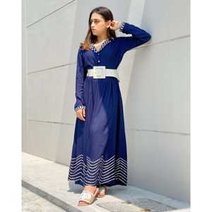 ชุดเดรสผ้าซาตินสีน้ำเงินคอรัลทรงเอไลน์ พร้อมดีไซน์เอวธรรมชาติ ชุดราตรียาวหรูหรา - Product Image 2