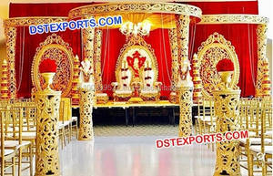 Mandap de Boda de Lujo con Aspecto de Madera, Mandap Floral con Aspecto de Madera, Decoración de Boda Gujarati, Mandap de FRP con Aspecto de Madera, EE. UU. - Product Image 6