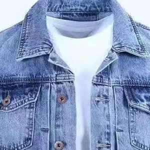 Veste en jean pour homme de haute qualité, en coton épais, noire, bleu marine, broderie personnalisée, logo surdimensionné, veste en jean pour homme - Product Image 6