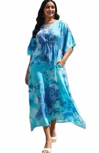 Kaftan en rayonne de qualité supérieure, col rond avec poches, pour soirées et sorties décontractées, prix de gros par le fournisseur. - Product Image 2