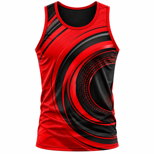 Camiseta sin mangas de poliéster de secado rápido para hombre, con estampado geométrico por sublimación, cuello redondo, estilo deportivo. - Product Image 1