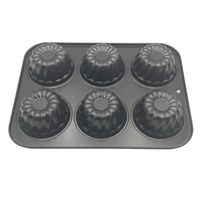 Moule à muffins antiadhésif 6 tasses en acier au carbone en forme de fleur pour grille-pain four moule à gâteau à dégagement facile outils de dessert
