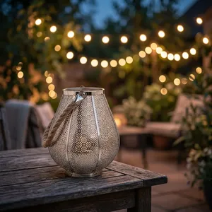Portavelas Decorativo de Metal Niquelado con Asa de Cuerda para Jardín, Patio, Bodas, Decoración del Hogar y Eventos al Aire Libre - Product Image 5
