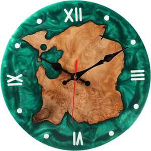 Horloge en bois et résine artisanale de luxe Pophorizon, taille et couleur personnalisées, horloge de table en bois d'olivier, horloge murale en bois époxy - Product Image 3