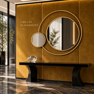 Espejo de Pared Circular Doble Dorado, Espejo Decorativo Moderno de Metal para Sala de Estar, Dormitorio, Entrada, Decoración de Pared de Lujo para el Hogar - Product Image 4
