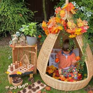 Meilleures ventes : Tente de lecture et de jeu en rotin tressé faite à la main pour enfants, maisonnette en osier avec coussin, décoration de chambre d'enfant - Product Image 2