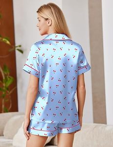 Conjunto de Pijama de Seda y Satén de Lujo para Mujer, Talla Grande, Cintura Elástica, Manga Corta, para Otoño/Invierno/Verano - Product Image 5