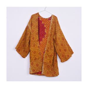 Kimono de algodón Vintage de colección de lujo para mujer chaqueta Kantha Floral con manga y cuello número de modelo personalizado requerido - Product Image 1