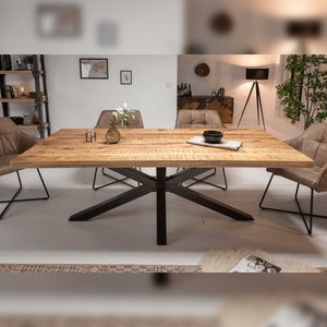 Vandana Natural Contour <b>industrial</b> <b>dining</b> <b>table</b> GALAXIE 160cm mango <b>wood</b> star-shaped frame - Product Image 4