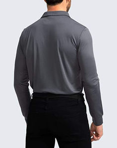 Mens Long Sleeve Polo Shirt Slim Fit Solid Color Soft Stretch Breathable Lightweight Casual Daily Wear <b>Classic</b> Collar Top - Product Image 5