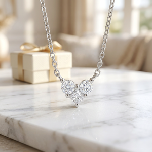 Collar con Colgante de Circonia Cúbica en Forma de Corazón, Cadena de Eslabones Chapada en Rodio, Joyería Clásica de Compromiso para Mujer - Product Image 4