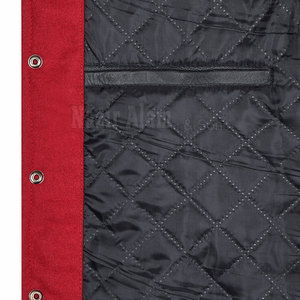 Blouson universitaire décontracté pour homme en cuir véritable avec manches en cuir et corps en laine - Product Image 6