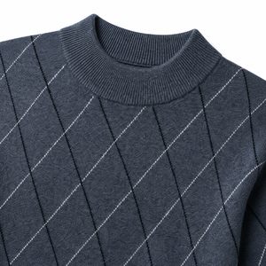 Pull en tricot Argyle pour homme, manches longues, pour l'automne, épaisseur standard, 100% acrylique, gris, vente en gros et personnalisable - Product Image 6