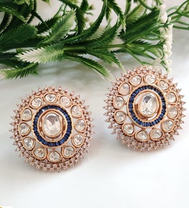 Exclusive Premium Quality Brass Gold Plated Moissanite <b>Stud</b> <b>Earring</b> for Women Girls Trendy Party Wear Collection - Product Image 2