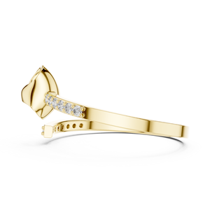 Anillo de oro macizo de 14k para mujer con diseño de flor y diamante de corte redondo minimalista, ideal para regalo, compromiso, aniversario o boda. - Product Image 2
