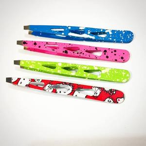 Pinzas de acero inoxidable para pestañas, herramienta de belleza oblicua para injerto de pestañas postizas y extracción de vello. - Product Image 2