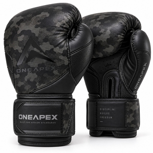 Guantes de Boxeo Negros con Camuflaje, Guantes Profesionales de Entrenamiento y Combate, Acolchados, con Logotipo Personalizado, OEM, Venta al Por Mayor - Product Image 1