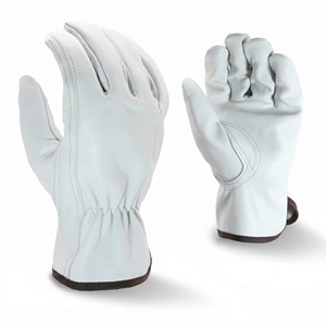 Guantes de cuero blanco con dedos completos, unisex, para trabajo al aire libre, para todas las estaciones, con cierre de tirón - Product Image 1