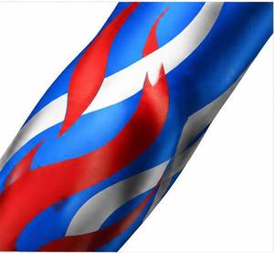 Manchons de cyclisme personnalisés bleus géométriques en polyester 140g avec trou pour le pouce, imprimés sérigraphiés, protection anti-UV, logo frontal, unisexe - Product Image 4
