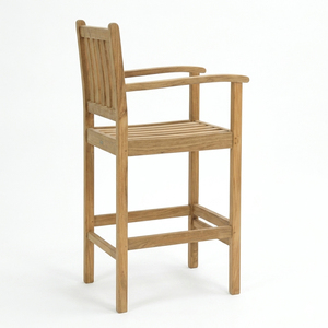 Silla de Barra de Acero con Base de Listones y Asiento Acolchado de Teca Sólida de Primera Calidad, Estilo Moderno, Calidad de Exportación, para Exteriores, Hoteles, Resorts y Jardines - Product Image 3