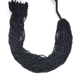 Cuentas redondas facetadas micro de espinela AAA de 2.5 mm, espinela negra natural, piedra semipreciosa, cuentas sueltas para la fabricación de joyas. - Product Image 2