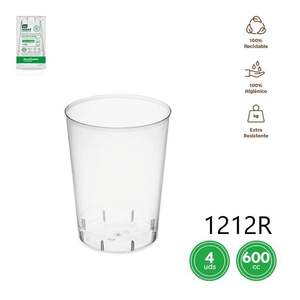 Vaso Desechable 1212R de 600CC, Reutilizable, Recto, de Plástico PP, 4 Unidades, Artículos Promocionales para Bebidas - Product Image 1