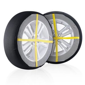 Cadenas de nieve de fibra de poliéster engrosadas de cobertura total para neumáticos de coche, SUV, camioneta, cubiertas de rueda para mejorar la tracción en la nieve - Product Image 3