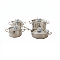 Casserole en acier inoxydable martelé poli miroir, compatible gaz et induction, finition dorée papillon, écologique