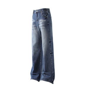 Jeans en denim tissé respirant à taille haute, coupe bootcut, style streetwear oversize Y2K, fabrication OEM - Product Image 4