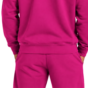 Sweat-shirt rose fuchsia pour homme, col rond, manches longues, pull décontracté en polaire, logo personnalisé, streetwear, vêtements de sport d'hiver, vente en gros - Product Image 6