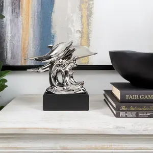 Figurine d'oiseau en aluminium de haute qualité, style antique moderne, plaquée or, sculpture artisanale de luxe pour la décoration de la maison - Product Image 5