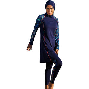 Traje de Baño Burkini de 2 Piezas para Mujer, Cuello Redondo, Corte Alto, Secado Rápido, Transpirable, Estampado Frontal, Tallas Grandes - Product Image 3