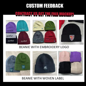 Customized Unisex Beanie Hat 100% Acrylic Knitted <b>Winter</b> <b>Cap</b> Casual Style Adult Size 56-58CM Solid Color - Product Image 3