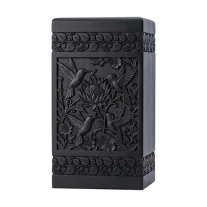 Hand Carved American Style Durable Wooden Cremation Urn for Pet Deer Fish Hunting Theme Eco-Friendly <b>Memorial</b> <b>Box</b> - Product Image 1