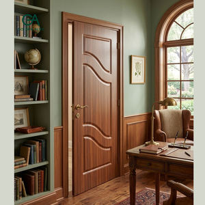 Puerta Interior de Madera Sólida con Diseño Tradicional de Paneles Ondulados, Superficie Acabada para Uso en Baños, Apertura Manual - Product Image 2