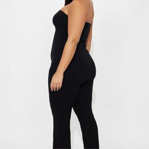Combinaison en tricot sans bretelles pour femme, noire unie, taille haute, effet ventre plat, coupe ajustée, longueur intégrale FITSALES LLC - Product Image 1