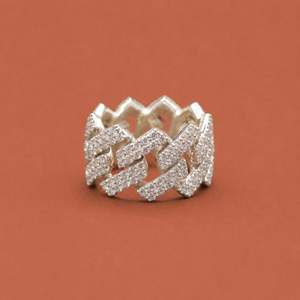Luxury Geometric Pave Moissanite Cocktail <b>Ring</b> Unisex 925 Silver Gold Plated Prong Setting Hiphop/Rock Style - Product Image 2