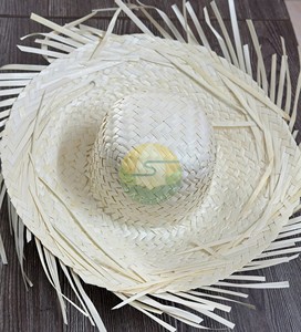 Palm <b>Leaf</b> Hat Pava Sombrero for Adults Traditional Puerto Rican Pava Straw Hat White Color Frayed Straw Hat Wholesale - Product Image 4