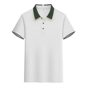 เสื้อโปโล OEM แบบกำหนดเอง น้ำหนัก 220 กรัม สีตัดกัน สำหรับเสื้อยืดแขนสั้นส่งเสริมการขายแบบกำหนดเอง ไซส์ 4XL สไตล์เสื้อกอล์ฟ ผ้าถัก - Product Image 1